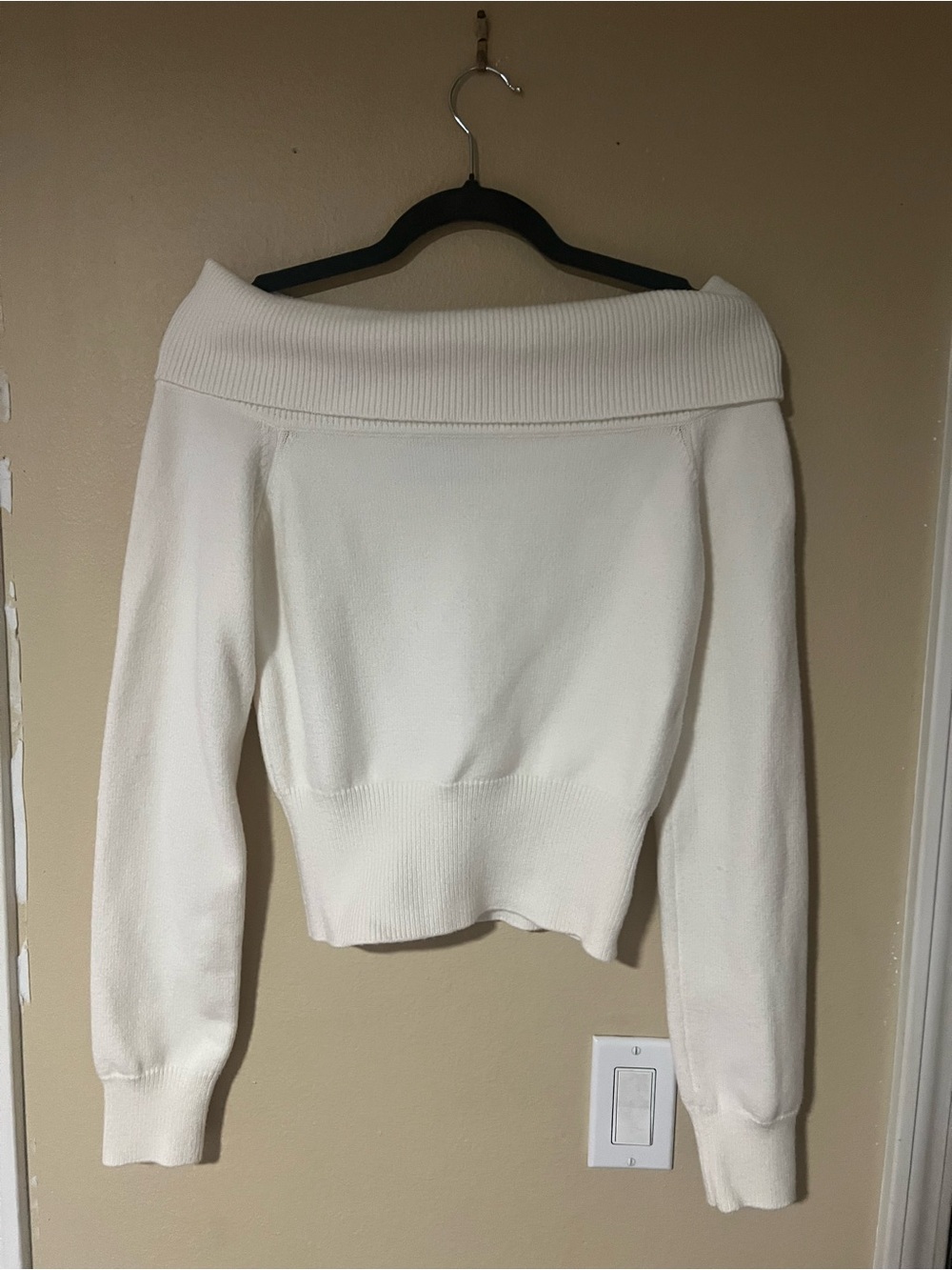 Bershka Off-the-Shoulder Cream Knit Sweater